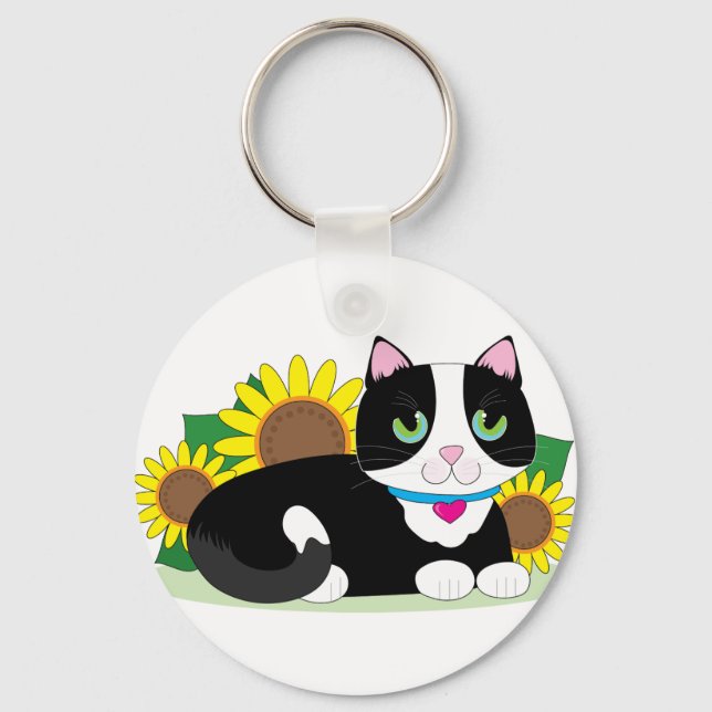 Tuxedo Cat Keychain (Front)