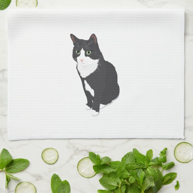 Tuxedo Cat Kitchen Towel (Folded)