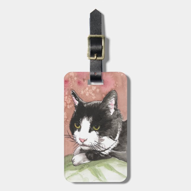 Tuxedo Cat Luggage Tag (Front Vertical)