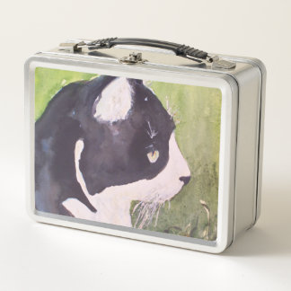 Tuxedo Cat Maureen Girard Pet Kitten Familiar Metal Lunch Box