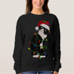 Tuxedo Cat Meow Santa Tuxie Christmas Tree Lights  Sweatshirt<br><div class="desc">Tuxedo Cat Meow Santa Tuxie Christmas Tree Lights Cat Catmas</div>