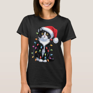 Tuxedo Cat Meow Santa Tuxie Christmas Tree  T-Shirt