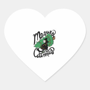 Tuxedo Cat Meowy Christmas Cat Catmas Heart Sticker