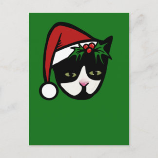 Tuxedo Cat Merry Christmas Postcard