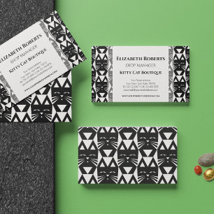 Tuxedo Cat Modern Geometric  Business Card