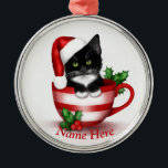 Tuxedo Cat Ornament / Personalized Cat Ornament<br><div class="desc">Cat lovers-- this ornament is for you! This beautiful cat ornament featuring my Christmas tuxedo cat painting is the purrfect way to keep unique cat art nearby. Hang it from a tree, hang it on the wall- this ornament frame is purrfect for hanging on a tree at Christmas time, then...</div>