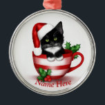 Tuxedo Cat Ornament / Personalized Cat Ornament<br><div class="desc">Cat lovers-- this ornament is for you! This beautiful cat ornament featuring my Christmas tuxedo cat painting is the purrfect way to keep unique cat art nearby. Hang it from a tree, hang it on the wall- this ornament frame is purrfect for hanging on a tree at Christmas time, then...</div>