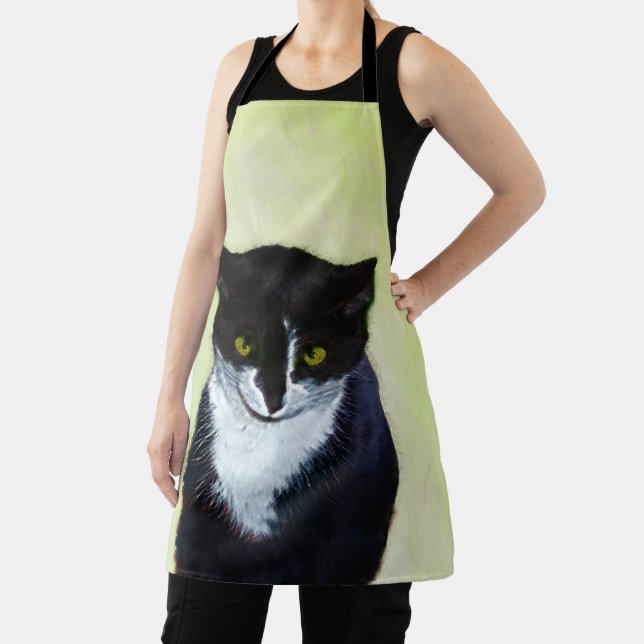 Tuxedo Cat Painting - Cute Original Cat Art Apron (Insitu)