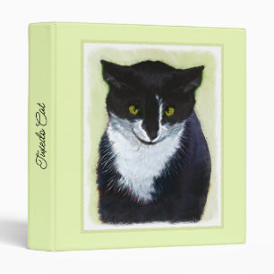 Tuxedo Cat Painting - Cute Original Cat Art Binder