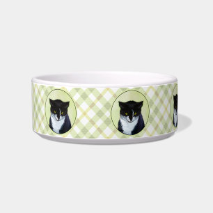 Tuxedo Cat Painting - Cute Original Cat Art Bowl