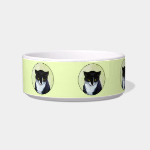 Tuxedo Cat Painting - Cute Original Cat Art Bowl