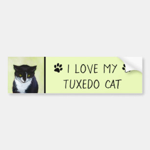 Tuxedo Cat Painting - Cute Original Cat Art Bumper Sticker
