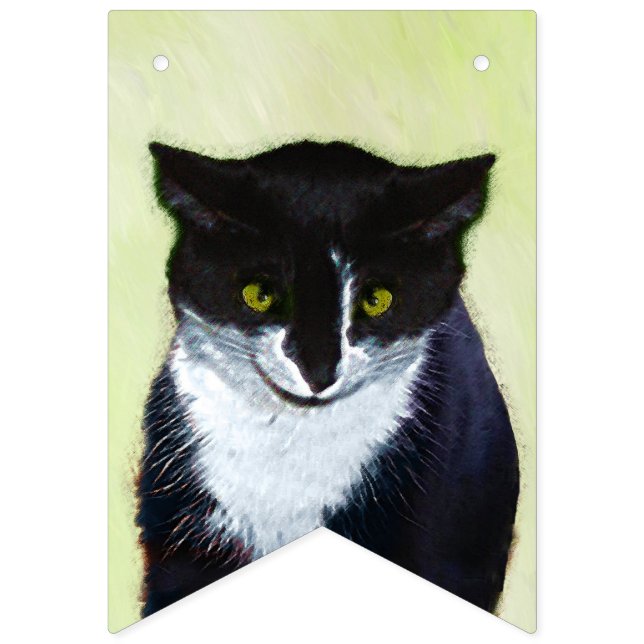 Tuxedo Cat Painting - Cute Original Cat Art Bunting Flags (Sixteenth Flag)