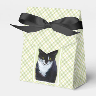 Tuxedo Cat Painting - Cute Original Cat Art Favor Box