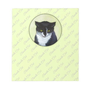 Tuxedo Cat Painting - Cute Original Cat Art Notepad