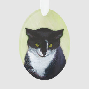 Tuxedo Cat Painting - Cute Original Cat Art Ornament