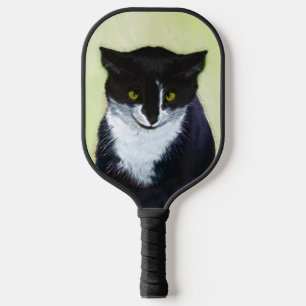 Tuxedo Cat Painting - Cute Original Cat Art Pickleball Paddle