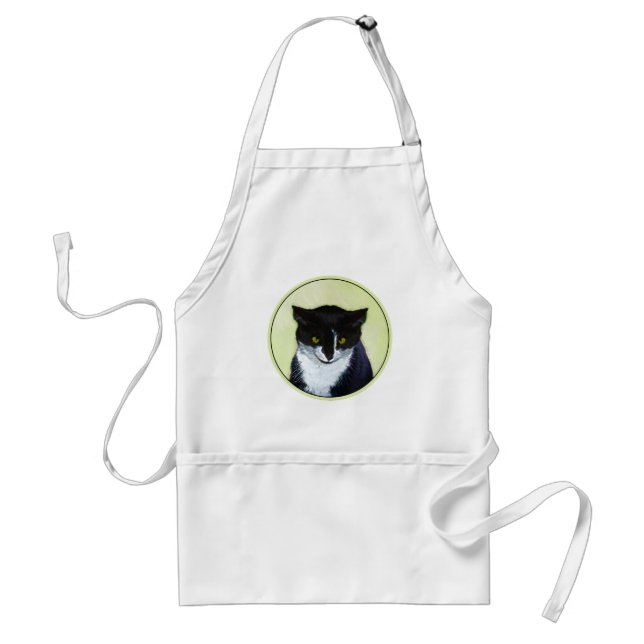 Tuxedo Cat Painting - Cute Original Cat Art Standard Apron (Front)