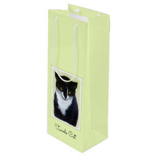 Tuxedo Cat Painting - Cute Original Cat Art Wine Gift Bag