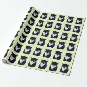 Tuxedo Cat Painting - Cute Original Cat Art Wrapping Paper
