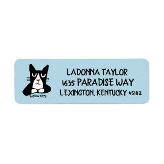 TUXEDO CAT PANDA KITTY ART  RETURN ADDRESS LABELS