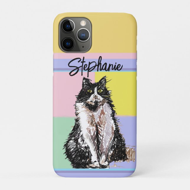 Tuxedo Cat Pastel Colors Pink Girls Name Case-Mate iPhone Case (Back)