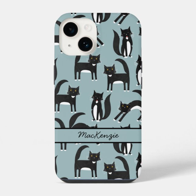 Tuxedo Cat Personalized iPhone Case (Back)