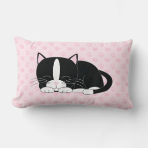 Tuxedo Cat {pink} Lumbar Pillow
