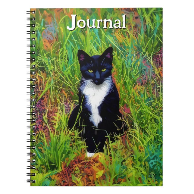 Tuxedo Cat Pop Art Journal Notebook (Front)