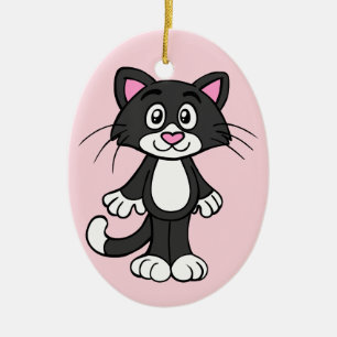 Tuxedo cat porcelain ornament