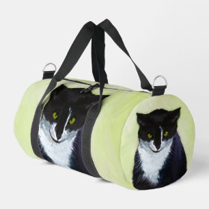 Tuxedo Cat Portrait Painting Cute Original Art Duffle Bag