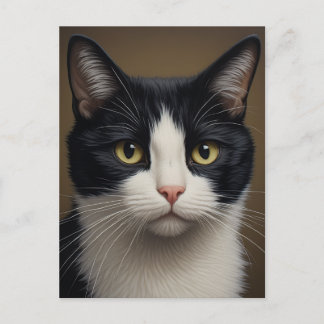 Tuxedo cat postcard art