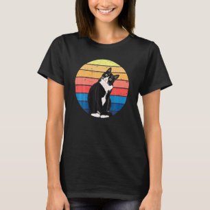 Tuxedo Cat Retro Colours For Animal Lovers T-Shirt