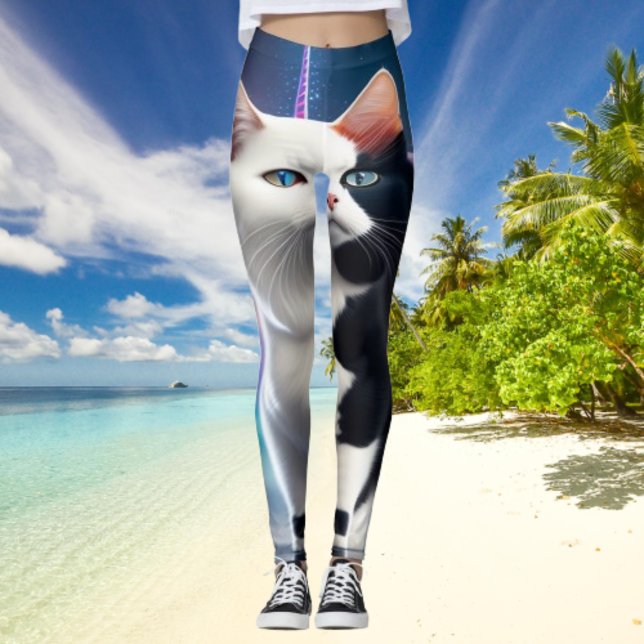 Tuxedo Cat Riding A Unicorn Yoga Leggings Design (Creator Uploaded)