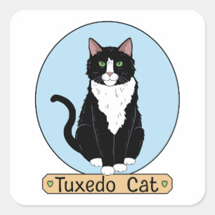Tuxedo Cat Square Sticker