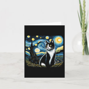 Tuxedo Cat Starry Night Painting Tuxedo Cat Owner Card