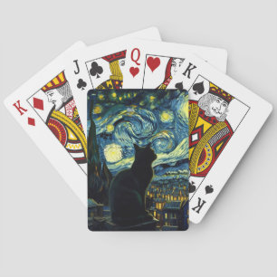 Tuxedo Cat Starry Night Tuxedo Cat Owner Playing Cards