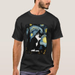 Tuxedo Cat Starry Night Van Gogh Cat Cat Art Cat M T-Shirt<br><div class="desc">Tuxedo Cat Starry Night Van Gogh Cat Cat Art Cat Mom Dad Long Sleeve T Shirt</div>