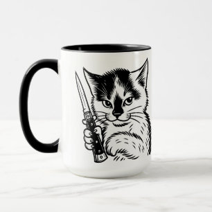 Tuxedo Cat Switchblade Attitude Mug by Phil Elmore