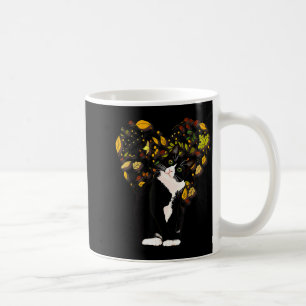 Tuxedo Cat T Shirt Gift Autumn Fall Leaves Black A Coffee Mug