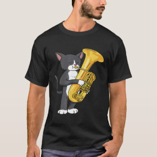 Tuxedo Cat Tuba Women Men Marching Band Tuba Cat T-Shirt