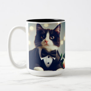 Tuxedo Cat Two-Tone Coffee Mug