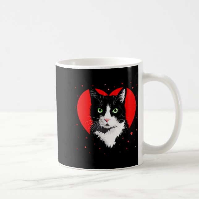 Tuxedo Cat Valentine Heart For Kitten And Animal L Coffee Mug (Right)