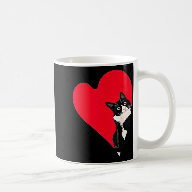 Tuxedo Cat Valentine Heart For Kitten And Animal L Coffee Mug (Right)