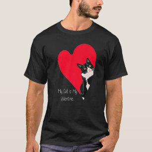 Tuxedo Cat Valentine Heart for Kitten and Animal T-Shirt