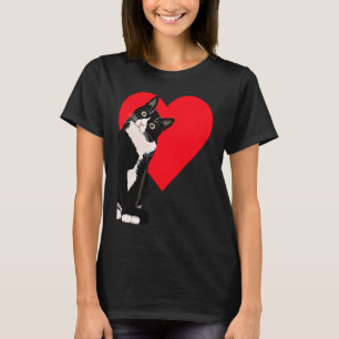 Tuxedo Cat Valentine's Day Heart Cat T-Shirt