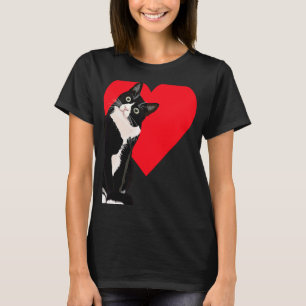 Tuxedo Cat Valentine's Day Heart Cat T-Shirt