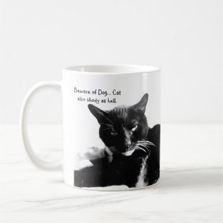 Tuxedo Cat with Shady Smile  Coffee Mug