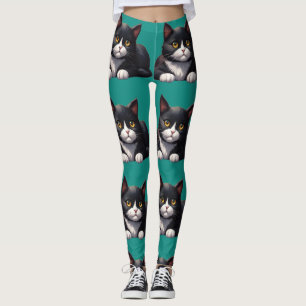 TUXEDO CAT YOGA PANTS LEGGINGS