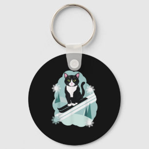 Tuxedo Cats And Skiing Snow Winter Sports Fans Keychain